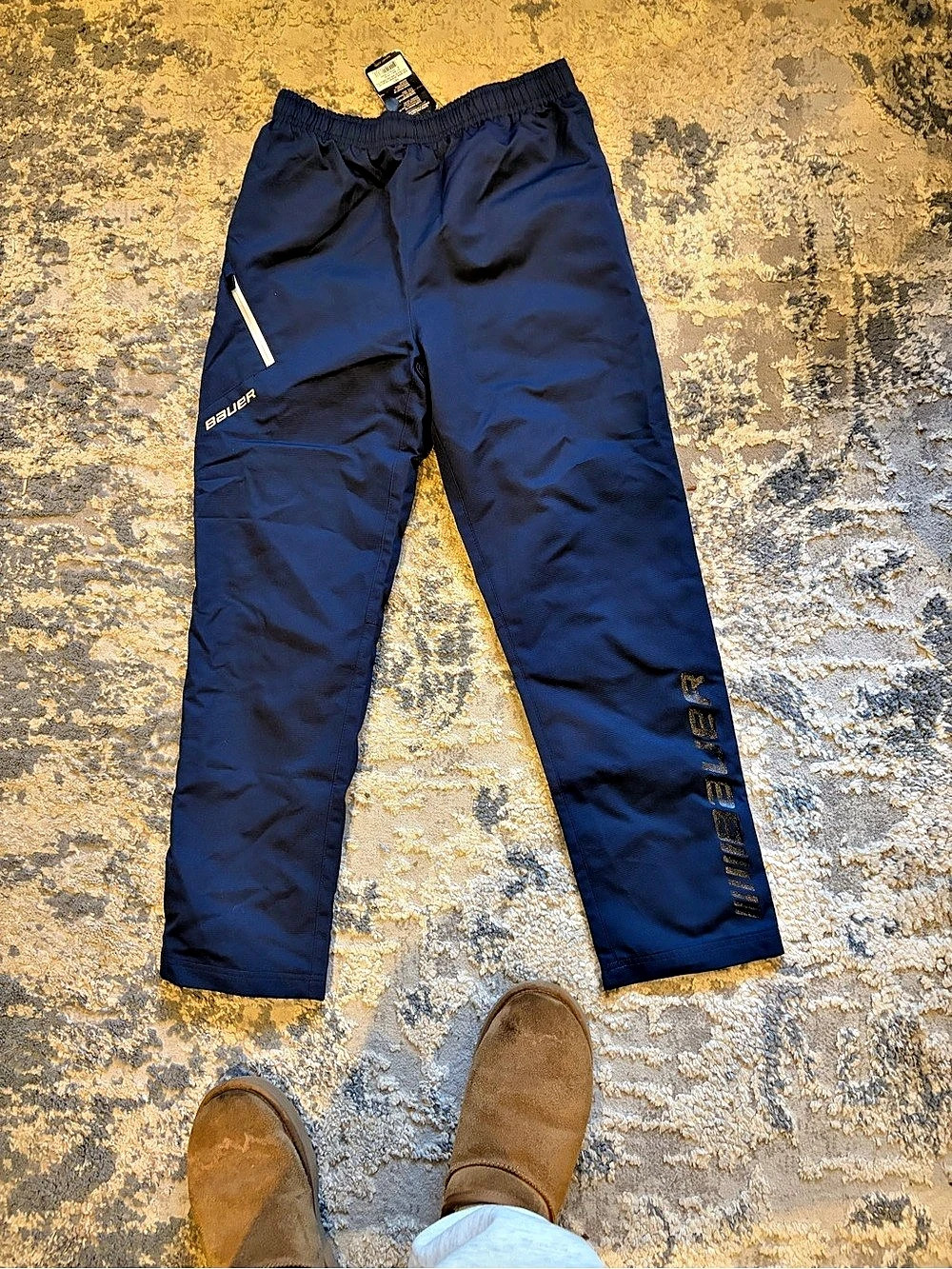 BAUER Blue Athletic Pants. Kids hockey warm up pants.